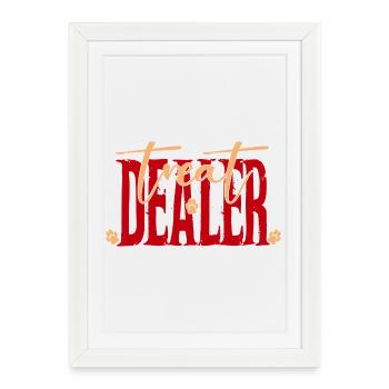 Treat Dealer Paw Print Typographie - Affiche encadrée (27 × 37 cm) - blanc - Devant