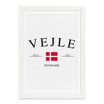 Vejle Denmark – Holiday Souvenir & Gift - Framed poster (27 × 37 cm) - white - Front