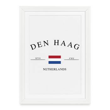 La Haye, Pays-Bas – Souvenir et cadeau de Noël - Affiche encadrée (27 × 37 cm) - blanc - Devant