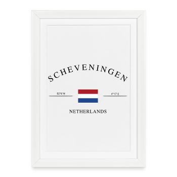 Scheveningen Pays-Bas Cadeau souvenir des Fêtes - Affiche encadrée (27 × 37 cm) - blanc - Devant