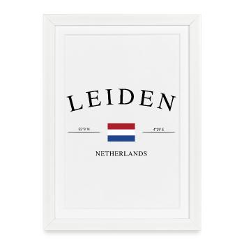Leiden, Pays-Bas – Souvenir et cadeau de vacances - Affiche encadrée (27 × 37 cm) - blanc - Devant