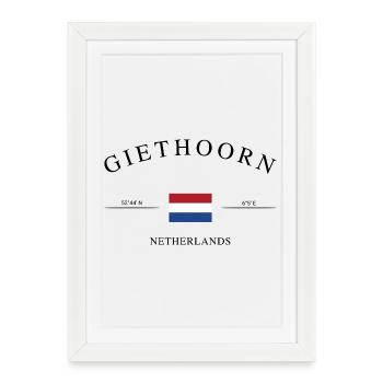 Giethoorn Pays-Bas – Souvenir et cadeau de Noël - Affiche encadrée (27 × 37 cm) - blanc - Devant