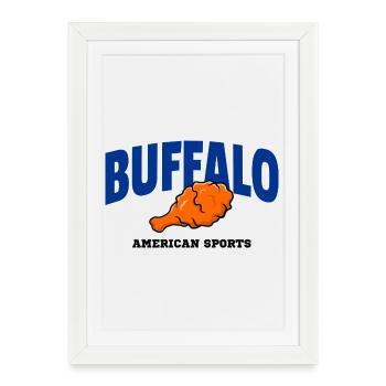Buffalo Wing Maillot de football - Funny Fan Design - Affiche encadrée (27 × 37 cm) - blanc - Devant