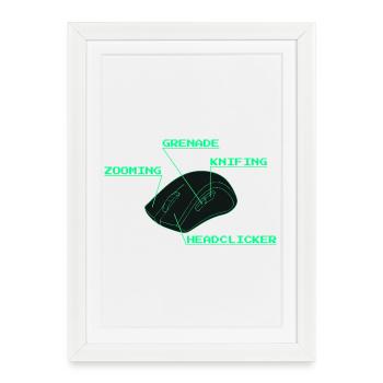 Headclicker Gaming Blueprint Neon Design - Framed poster (27 × 37 cm) - white - Front