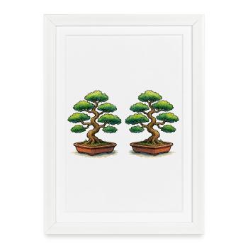 Double Bonsai Twins - Framed poster (27 × 37 cm) - white - Front