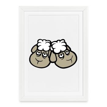 Sheep Couple Tired Sad Sleepy Exhausted Friend - Framed poster (27 × 37 cm) - white - Front