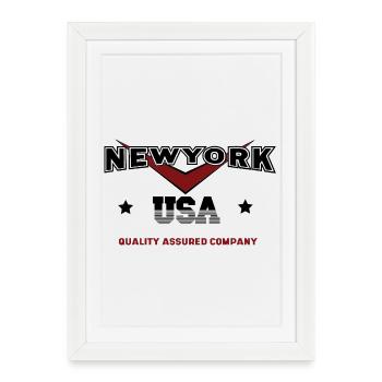 New York États-Unis Citation Design pour les passionnés de New York - Affiche encadrée (27 × 37 cm) - blanc - Devant