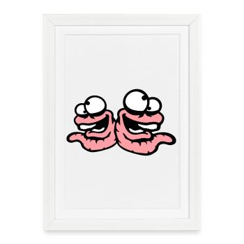Worms Laughing Duo Crazy Squinting Silly Team - Framed poster (27 × 37 cm) - white - Front