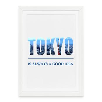 Lettrage Tokyo Skyline – toujours une bonne idée - Affiche encadrée (27 × 37 cm) - blanc - Devant