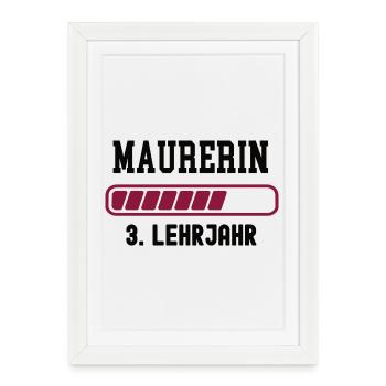 Apprentissage de maçon, 3ème année d’apprentissage, apprentissage de maçon - Affiche encadrée (27 × 37 cm) - blanc - Devant