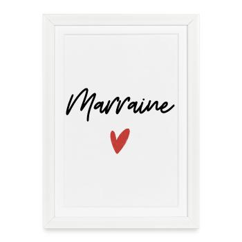 Marraine coeur idée cadeau - Affiche encadrée (27 × 37 cm) - blanc - Devant