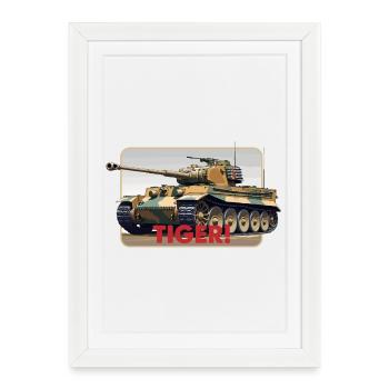 Illustration du char Tiger - Affiche encadrée (27 × 37 cm) - blanc - Devant