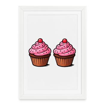 Pâtisserie de cupcakes - Affiche encadrée (27 × 37 cm) - blanc - Devant