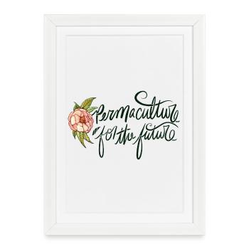 Permaculture Emblème Floral du Futur - Affiche encadrée (27 × 37 cm) - blanc - Devant