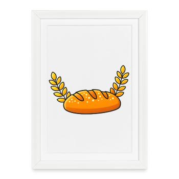 Corps de pain doré avec branches de blé - Affiche encadrée (27 × 37 cm) - blanc - Devant