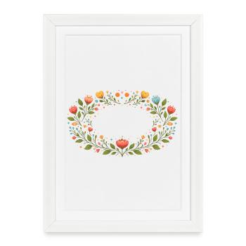 Cadre floral printanier avec fleurs - Affiche encadrée (27 × 37 cm) - blanc - Devant