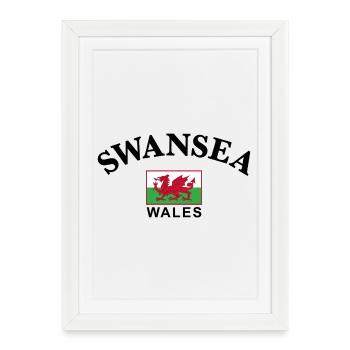 Swansea, Pays de Galles - Affiche encadrée (27 × 37 cm) - blanc - Devant