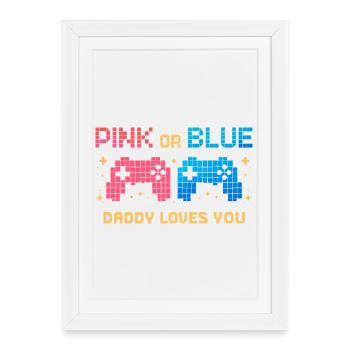 Contrôleur de pixels rose ou bleu - Affiche encadrée (27 × 37 cm) - blanc - Devant
