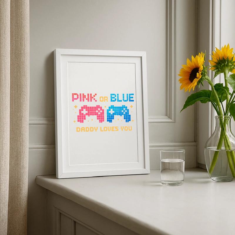 Pink or Blue Pixel Controller Framed poster (27 × 37 cm)