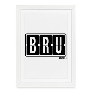 Brussels BRU, sac à dos souvenir de la ville, tasse, sweat à capuche - Affiche encadrée (27 × 37 cm) - blanc - Devant