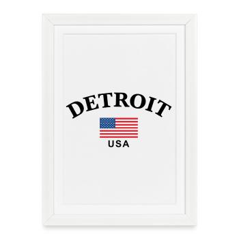 Detroit, États-Unis - Affiche encadrée (27 × 37 cm) - blanc - Devant