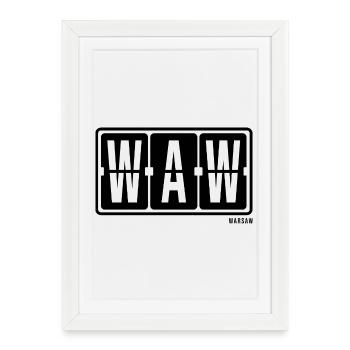 Warsaw WAW, sweat à capuche souvenir de la ville, t-shirt, casquette - Affiche encadrée (27 × 37 cm) - blanc - Devant