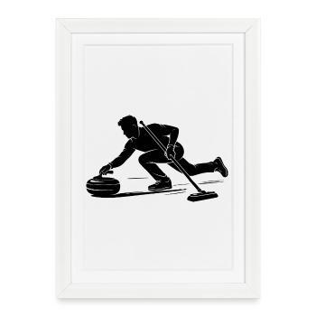 Joueur de curling sport Sports d’hiver Précision sur glace - Affiche encadrée (27 × 37 cm) - blanc - Devant