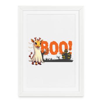 Boo Giraffe Ghost Halloween Cute - Framed poster (27 × 37 cm) - white - Front