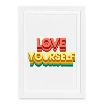 Amour de soi rétro arc en ciel - Affiche encadrée (27 × 37 cm) - blanc - Devant