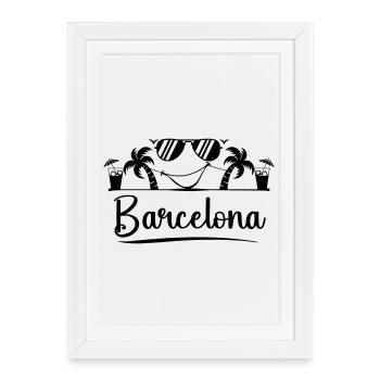 Barcelona - Framed poster (27 × 37 cm) - white - Front