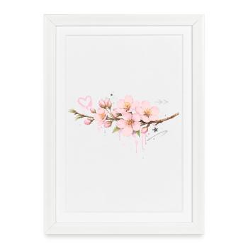 Cherry blossom branch in graffiti style - Framed poster (27 × 37 cm) - white - Front