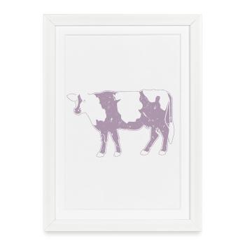 Style grunge de ferme en silhouette de vache - Affiche encadrée (27 × 37 cm) - blanc - Devant