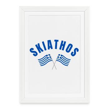 Skiathos a traversé les drapeaux grecs - Affiche encadrée (27 × 37 cm) - blanc - Devant
