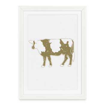 Style grunge de ferme en silhouette de vache - Affiche encadrée (27 × 37 cm) - blanc - Devant