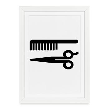 coiffeur - Affiche encadrée (27 × 37 cm) - blanc - Devant
