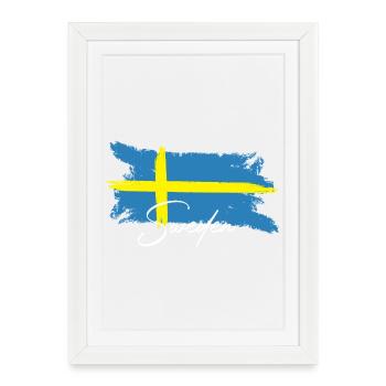 Suède, Scandinavie - Affiche encadrée (27 × 37 cm) - blanc - Devant