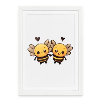 Abeilles se tenant la main - Affiche encadrée (27 × 37 cm) - blanc - Devant