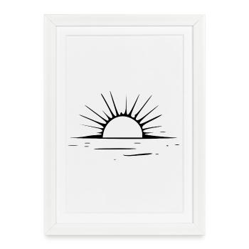 Cadeau de Noël Sunset Sea Sun - Affiche encadrée (27 × 37 cm) - blanc - Devant