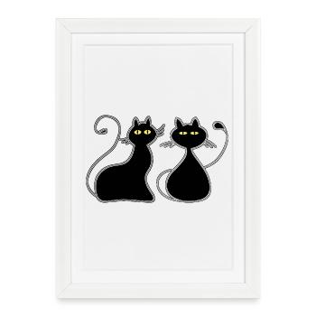 Cats - Framed poster (27 × 37 cm) - white - Front