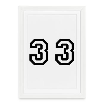 Nombre - 33 - trente-trois - Affiche encadrée (27 × 37 cm) - blanc - Devant