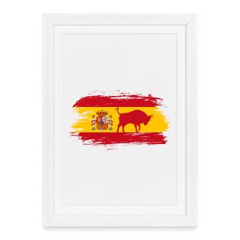 Spain Flag Design with Bull / Gift Madrid - Framed poster (27 × 37 cm) - white - Front