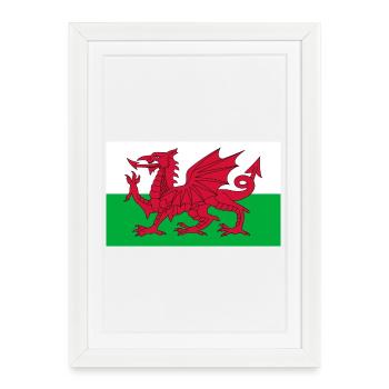 Autocollant drapeau du Pays de Galles Aufkleber Wales autocollant - Affiche encadrée (27 × 37 cm) - blanc - Devant