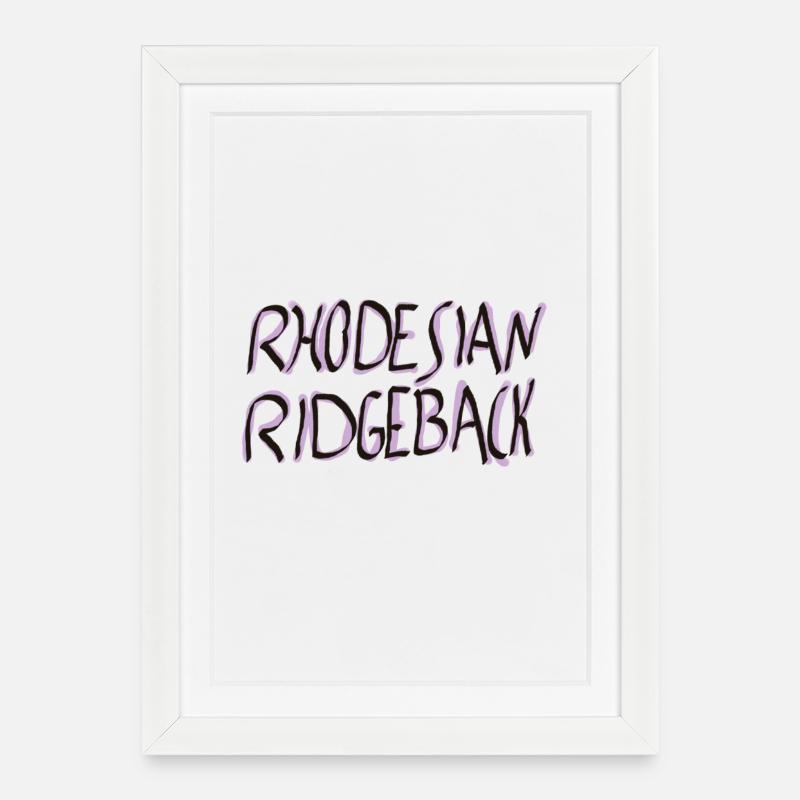 Rhodesian Ridgeback SchriftzugDesign - Gerahmtes Poster (27 × 37 cm) - Weiß