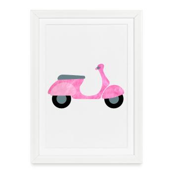 Scooter Fluffy Plush Vintage Girl Girl Fun - Framed poster (27 × 37 cm) - white - Front