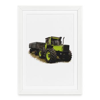 MB trac 1600 turbo avec remorque - Affiche encadrée (27 × 37 cm) - blanc - Devant