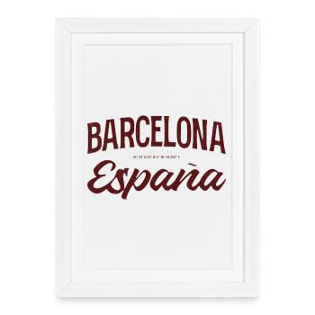 Barcelona - Framed poster (27 × 37 cm) - white - Front