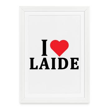 t-shirt J’adore Laide idée cadeau t-shirt - Affiche encadrée (27 × 37 cm) - blanc - Devant
