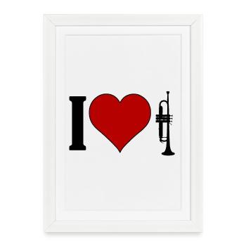 I ♥️ TROMPETTE | J’adore la trompette - Affiche encadrée (27 × 37 cm) - blanc - Devant