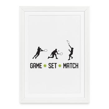 Tennis - Match de jeu - Affiche encadrée (27 × 37 cm) - blanc - Devant