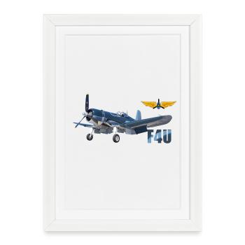 F4U Corsair - Affiche encadrée (27 × 37 cm) - blanc - Devant